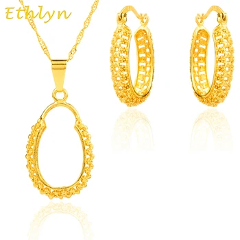 Ethlyn цена на едро две бр златен цвят достъпни етиопски/Нигерия/Африка/Близкия изток жените бижута комплекти S013