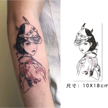 Временно татуировка дявол маска японски гейша филм момиче боди арт вода трансфер фалшив Tatoo флаш Tatto стикер за мъже жени