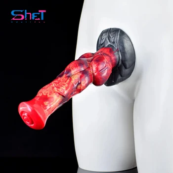 SHET Fire Dragon Color Animal Anal Plug Soft Silicone Horse Dildo Expansion Masturbator Sex Toy For Adult 18+ Мастурбатор Магазин