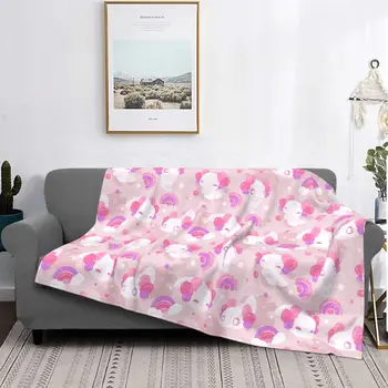 Kawaii Axolotls By Evy Benita Fleece Blanket Pink Aesthetic Cute Cartoon Custom Throw Blanket for Sofa Bedding Lounge 150 * 125cm