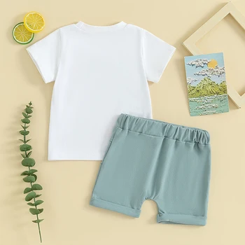 бебе момче момиче летни дрехи унисекс екипировки цветни писмо печат къс ръкав тениска шорти 2бр комплект за 0-4 години