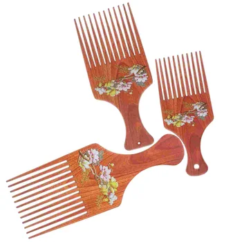 3 опаковки афро гребени, афро снимки за и мъже, дървен гребен лифт коса мотика фризьорски стайлинг инструмент за къдрава коса (,, )