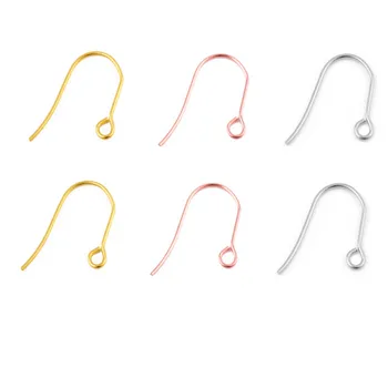 100pcs неръждаема стомана злато / розово злато / стомана 0.7x18mm въпросителен знак форма обеци куки за бижута вземане на слушалки аксесоари