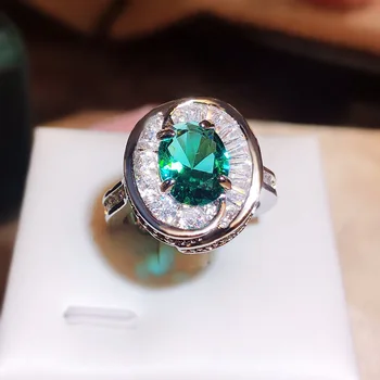 Нова мода изумруден пръстен реколта голям карат зелен диамант за рожден ден на жените рожден ден бижута подарък на едро
