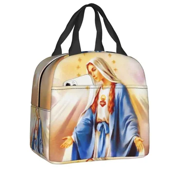 Католическа Дева Мария обяд кутия жени охладител термична храна изолирани обяд чанта деца училище деца преносими пикник голяма пазарска чанта