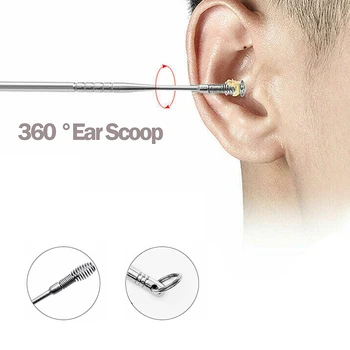 7Pcs / комплект Почистване на уши Earpick Cleaner Earpick пръчици Восък отстраняване инструмент Грижа Ear Cleanser Spoon Earwax Remover Curette Ear Pick