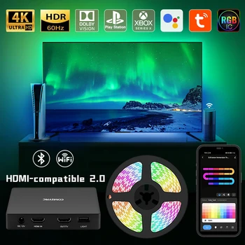 Hdmi-съвместим 2.0 TV подсветка Led Rgb Hue Sync HDR Ambient Smart Focus Wifi Alexa Bluetooth App Гласов контрол Игрална зала