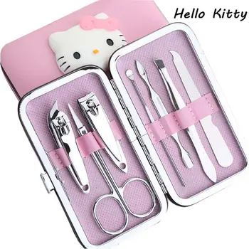 Hello Kitty ножици за нокти комплект домакински мъжки и дамски специални нокторезачки маникюр красота инструменти 7 парче преносим домакинство