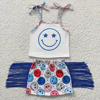 Гореща продажба RTS малки момичета 2PCS костюми детски бутикови дрехи екипировки бебешки летни пола комплекти