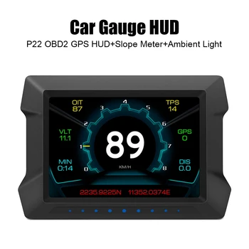 P22 HUD часовник наклон метър GPS скоростомер кола главата нагоре дисплей на борда компютър тест OBD 2 диагностични инструменти инструментален клъстер