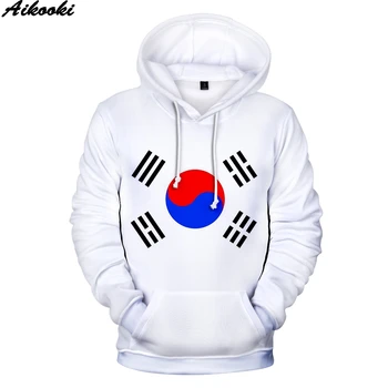 Национален флаг Република Корея Качулки Мъже Жени Зимно топло Нов моден принт Корейски национален флаг 3D качулка мъжки суичъри