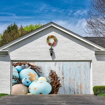 Великденски гоблен за гаражна врата парти декорация яйце стена висящи карикатура заек подреждане празнична фонова кърпа гоблени