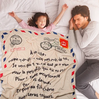 Френски писма одеяло до сина ми дъщеря ми меко одеяло фланела одеяло зимни топли поща одеяло