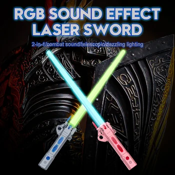 Нов стил играчка лазерен меч червен и син двоен меч прибиращ се два в един светлинен меч джедай косплей оръжие момче играчка деца подарък