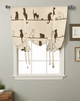 Cat въже мишка прозорец завеса за хол римски завеси за кухня кафе вратовръзка къси завеси