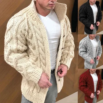 Нова случайна мъжка жилетка Основен замърсен цвят Младежки бизнес Официален тънък фит пуловер износване дълъг ръкав v-образно деколте яка якета