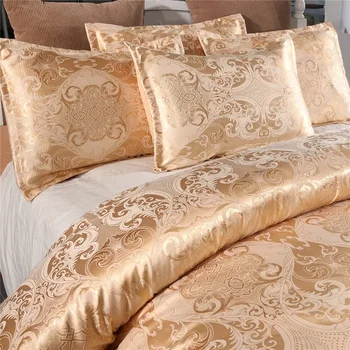 Claroom жакард легла комплект кралица крал размер пухени покритие легло комплект юрган високо качество луксозен злато цвят 2/3pcs утешител