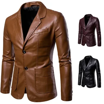 2023 Пролетен и есенен сезон Мъжки нов корейски мода кожено палто PU мотоциклет мъжки тънък годни кожено яке красив палто