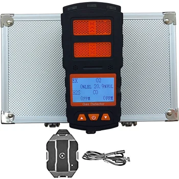 4 в 1 въздушен монитор, акумулаторен детектор за качество на въздуха тестер, висока точност звук светлина вибрация аларма LCD дисплей