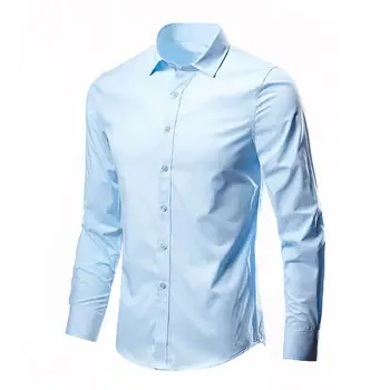 Мъжка бяла риза дълъг ръкав без желязо Бизнес рокля Slim Fit корейска версия Професионална работа Бяла ежедневна мъжка риза