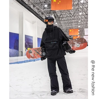 Ски вятърно палто Дамско и мъжко зимно външно ветроупорно и топло сгъстено сноуборд яке с панталони Снежни дрехи Унисекс