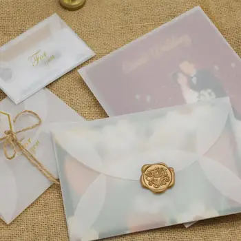 10 броя / чанта Полупрозрачни хартиени пликове със сярна киселина за DIY пощенска картичка / съхранение на картички Сватбена покана Опаковка за подаръци