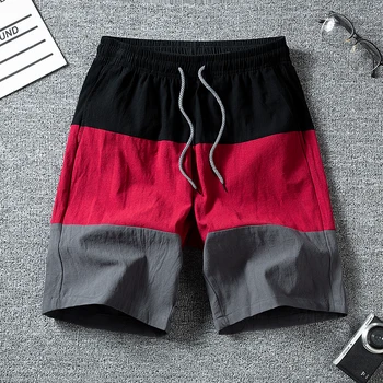 Четири ъгъла дишаща плажни панталони памук случайни шорти лято мъжки снаждане спортни голям размер мода направо