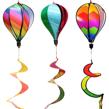 Colorful балон с горещ въздух вятърно колело дъга градина въртележка раирани чорапи ротационни играчки украсяват двора