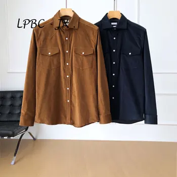 Висококачествена мъжка B * C риза от кадифе с дълъг ръкав есен и зима Casual Simple Solid Color Warm Shirt (M-2XL)