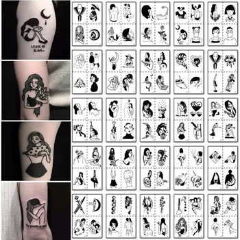 100pcs/set Секси временни татуировки водоустойчиви за мъже жени фалшиви тату стикери крак тяло ръка врата Tatuaze Tymczasowe на едро