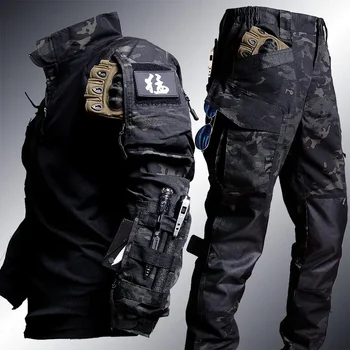 Тактически жабешки костюм Мъже Еърсофт дрехи Военни пейнтбол 2 броя комплекти SWAT щурмови ризи Специални сили Полицейска униформа Панталони