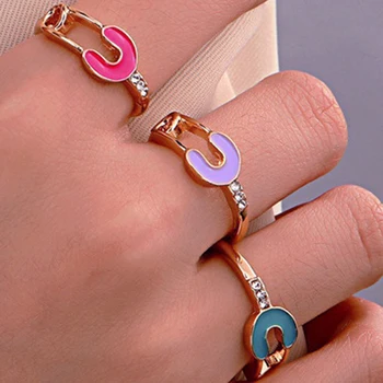 Мода циркон пръст пръстени за жени кухи кламер бижута пръстени емайл цвят регулируеми отворени пръстени бижута подаръци за жени