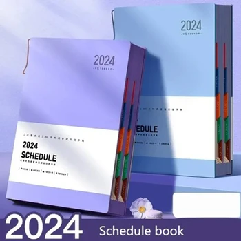 2024 План бележник дневен ред книга Ежедневно седмично месечно планиране скицник бележник удебелена ефективност ръчна работа бележник