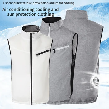Мъже фен жилетка USB зареждане камуфлаж климатик облекло охлаждане спорт открит охлаждане жилетка къмпинг риболов лято яке