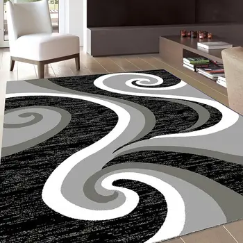 Модерен сив черен бял килим за хол декор диван маса голяма площ килими спалня против хлъзгане етаж мат коридор Alfombra