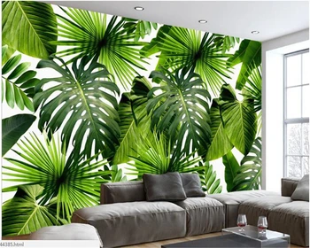beibehang модерен прост HD тапет пресни тропически гори растение банан листа пасторален стенопис фон стена papel de parede