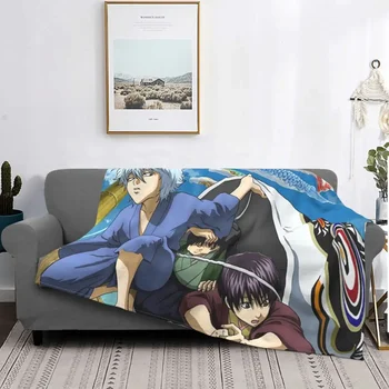 Gintama Sakata Gintoki Action Comics Blanket Flannel Decoration Funny Portable Home Bedspread