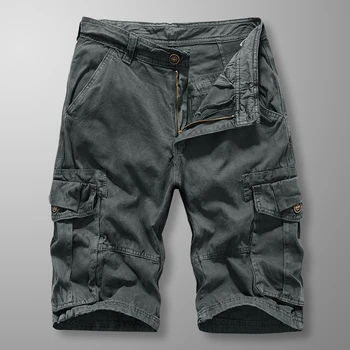 Мъжки военни тактически карго шорти 2023 Лятна тенденция мода мулти-джоб ежедневни панталони чист памук хлабав дишащ товарен панталон