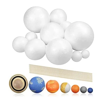 Solar System Project Kit, Planetmodel Crafts 14 топки от полистиролови сфери със смесен размер за училищни научни проекти