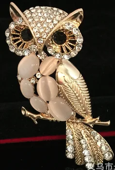 Нова мода изящни кристална сова брошки за жени мъже подарък кристал елегантни животни брошки щифт бижута