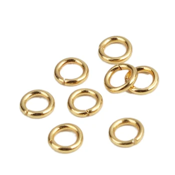 50PCs 4mm неръждаема стомана отворен скок пръстени злато цвят разделен пръстен конектори за DIY обеци гривна бижута вземане констатации