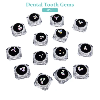 3бр / кутия Стоматологични зъбни скъпоценни камъни Кристал диамант орнамент цвят зъби бижута протеза акрил като декорация на зъби