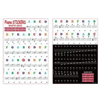 1 Комплект пиано клавиатура стикери стикери на Stave бележки сменяеми 88-ключ 61-ключ 54-ключ филми музика бележка пълен комплект цветни стикери