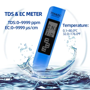 3 In1 функция TDS EC метър температура тестер писалка проводимост измерване на качеството на водата TDS &EC тестер 0-9000ppm