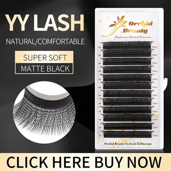 Orchid Lash YY Shape мигли Ръчно тъкани Premium Mink Soft Natural Eyelash Extension Makeup Mesh Net Cross два върха Lash