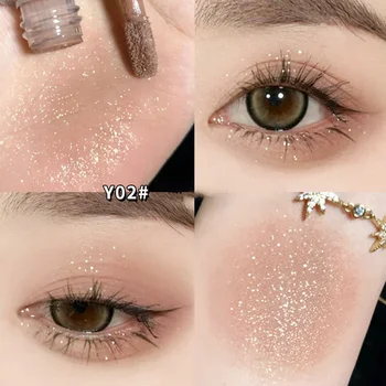 Matte Liquid Eye Shadow Double Head Glitter Powder Lying Silkworm Makeup Brush Lasting Waterproof EyeShadow Cosmetics 6g