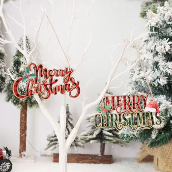 Коледна украса Дървена висулка за писма Коледно дърво Висяща декорация на прозореца Коледно украшение