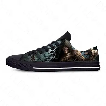 Skull Punk Rock Horror Fashion Cool Funny Classic Casual Cloth Shoes Low Top Lightweight Breathable 3D Print Men Women Sneakers