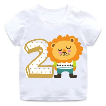 Детски рожден ден номер 1~9 животински карикатура риза тениска момчета и момичета подарък за рожден ден бебешки дрехи 1-9 години