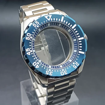 44mm Мъжки часовници стоманен корпус Части за часовници за NH34 NH35 NH36 движение случай аксесоари за часовници Сапфир стъкло часовник кутия